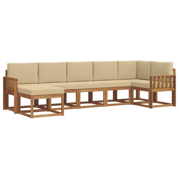 Utomhussoffset med kudde 7 pcs Naturlig och Beige