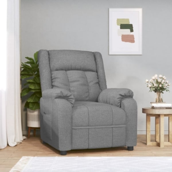 Reclinerfåtölj ljusgrå tyg
