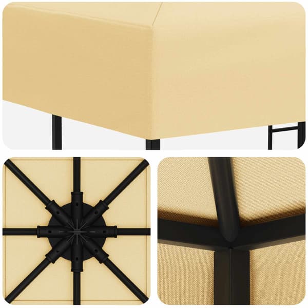 Paviljong 3 x 3 m Gräddvit Polyester och Stål 190 gsm