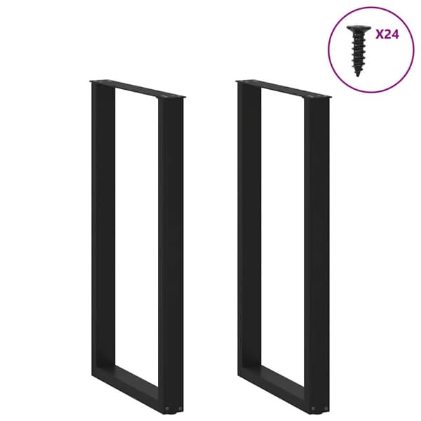 Barbordsben U-formade 2 st svarta 60x(110-111) cm stål