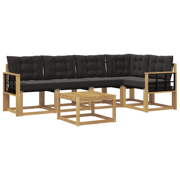 Utomhussoffset med kudde 6 pcs Vit och svart