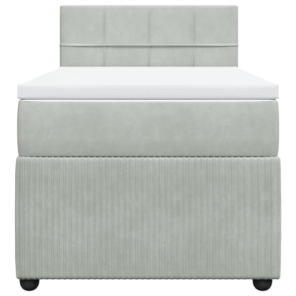 Ramsäng med madrass ljusgrå 100x200 cm sammet
