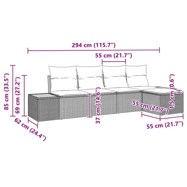 Trädgårdsoffset 5 st Beige Poly rattan