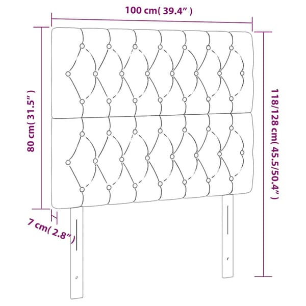 Sänggavel LED mörkblå 100x7x118/128 cm sammet