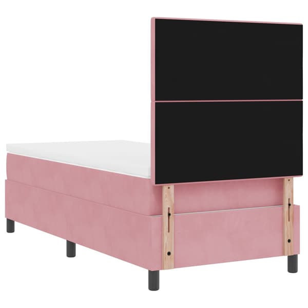 LED Box Säng med madrass Rosa 100 x 200 cm Sammet
