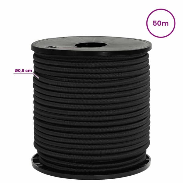 Bungee-rep 6 mm Svart PP och gummi