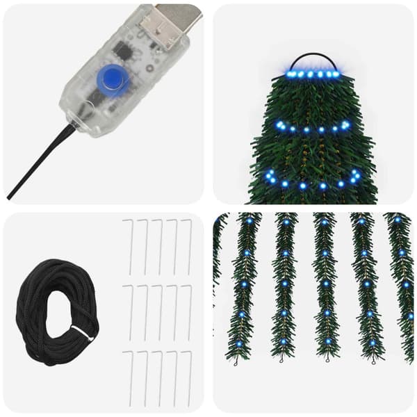 LED Julgran 150 cm 240 LED-lampor Blå Stål Grön