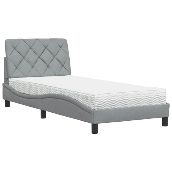 Bed with Mattress Light Grey 90x190 cm Fabric