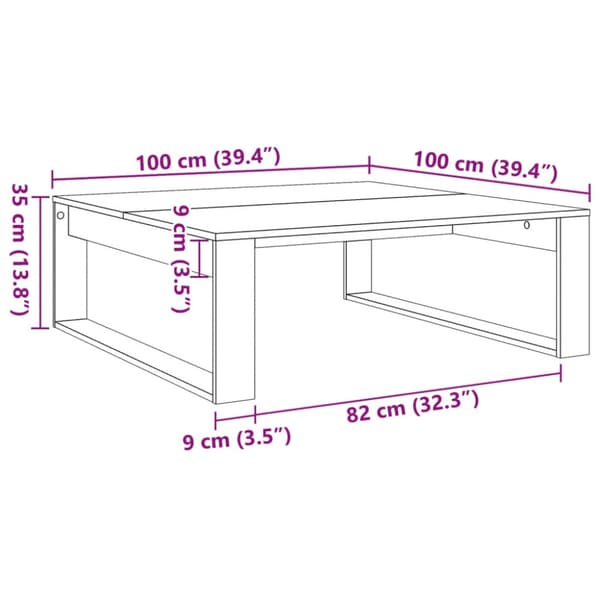 Soffbord åldrat trä 100x100x35 cm konstruerat trä