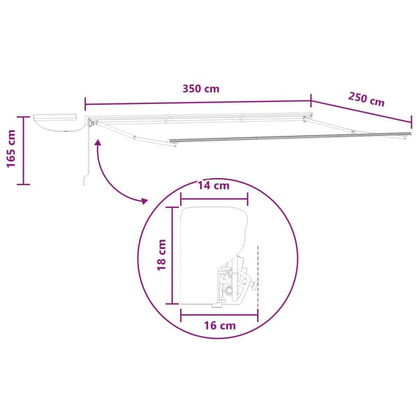 Elektrisk Retraktabel Markis Taupe 3,5 x 2,5 m