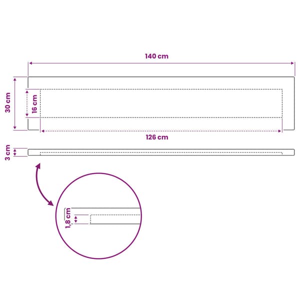Rektangulärt Bordsskiva 90 x 50 x 3,5 cm Rektangulär Vit