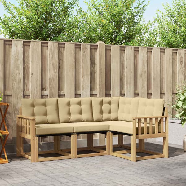 Utomhussoffset med kudde 4 pcs Vit och Beige