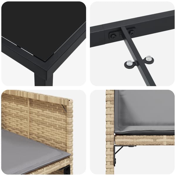 Trädgårdsmöbelset 5 pcs Beige konstrotting