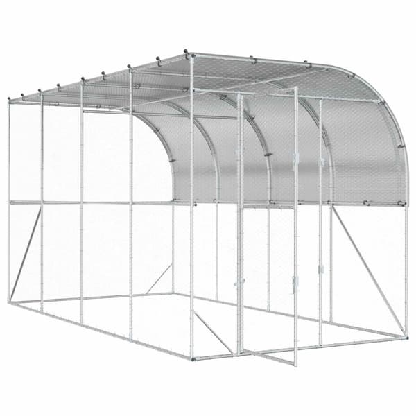 Hönshus mot Vägg Silver 600 x 150 x 215 cm Galvaniserat stål