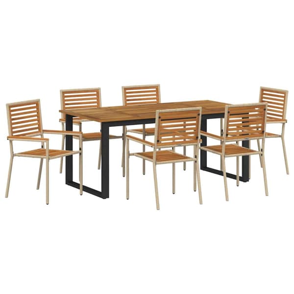 Trädgårdsmöbelset 7 pcs Beige Massivt Akaciaträ