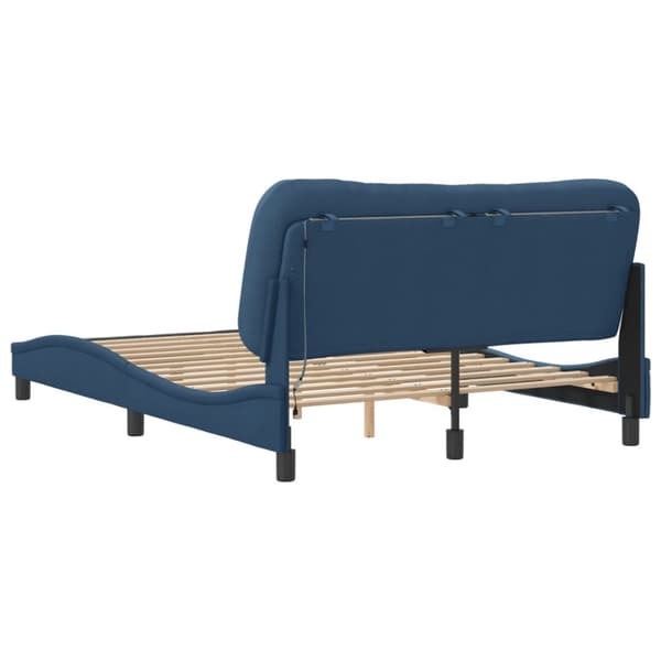Bed Frame with LED without Mattress "Hvar" Blue 140x200 cm Fabric