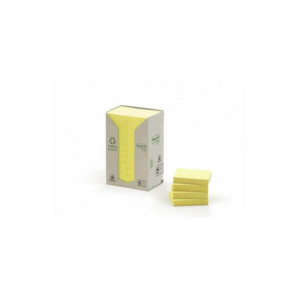 Notes POST-IT 100% recy 38x51 gul 24/fp