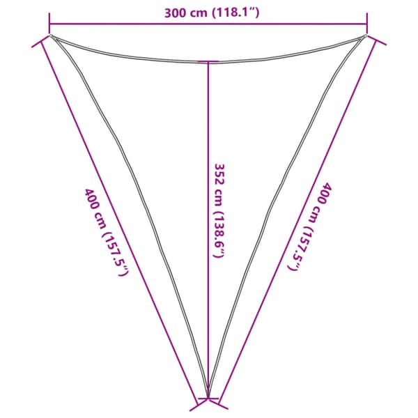 Solsegel 160 g/m² triangulär ljusgrå 3x4x4 m HDPE