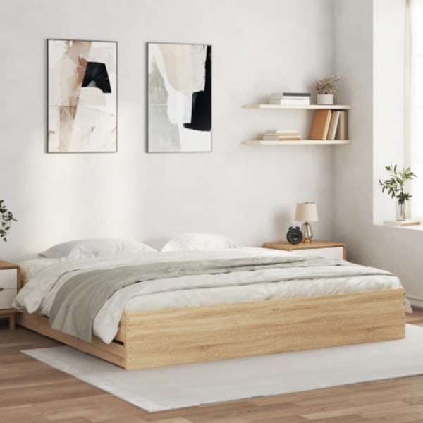 Sängram med lådor sonoma-ek 160x200 cm konstruerat trä