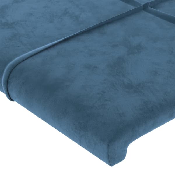 Sänggavel mörkblå 180x5x118/128 cm sammet