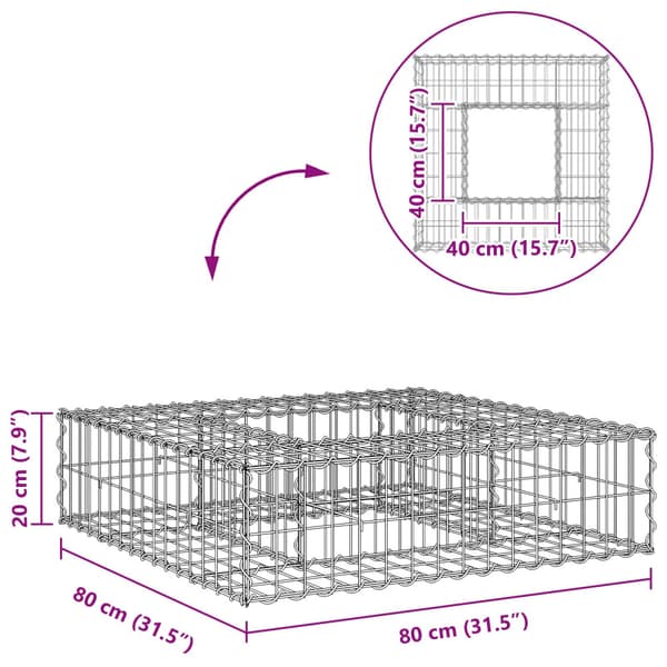 Gabion upphöjd säng Silver