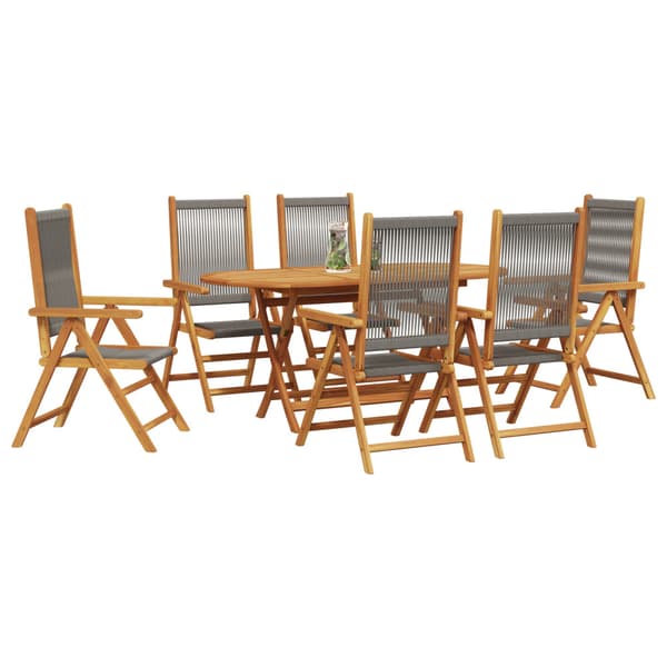 Trädgårdsmöbelset 7 pcs Grå Massivt Akaciaträ