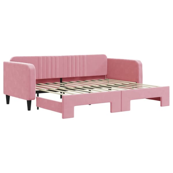 Dagbädd utdragbar rosa 90x200 cm sammet