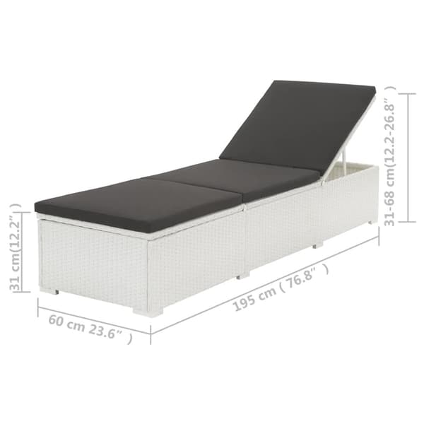 Solsäng med dyna konstrotting vit