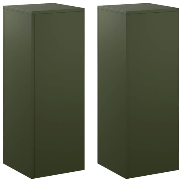 Växtställ 2 pcs Olivgrön 30 x 30 x 80 cm Stål