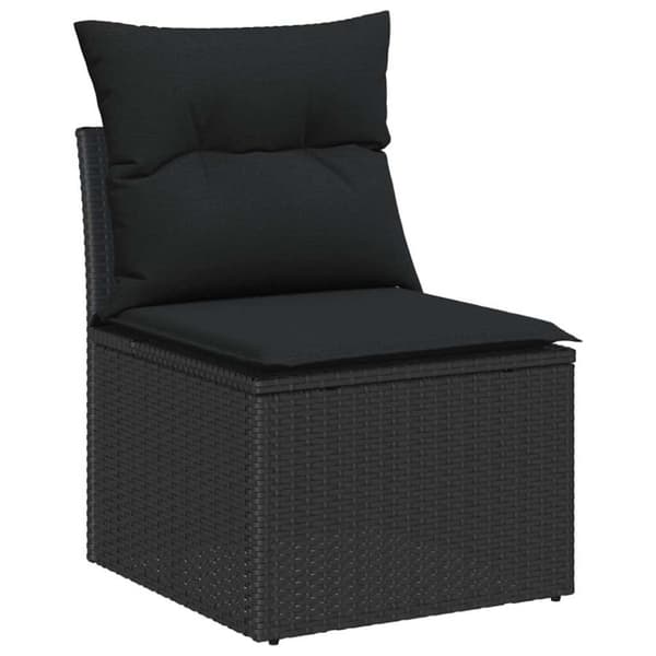 Trädgårdsoffset med kudde 6 pcs Svart