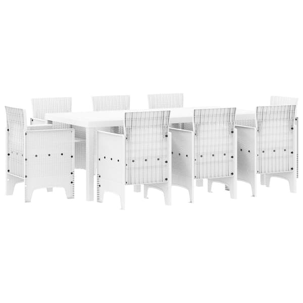Trädgårdsmöbelset 9 pcs Vit Polypropylen