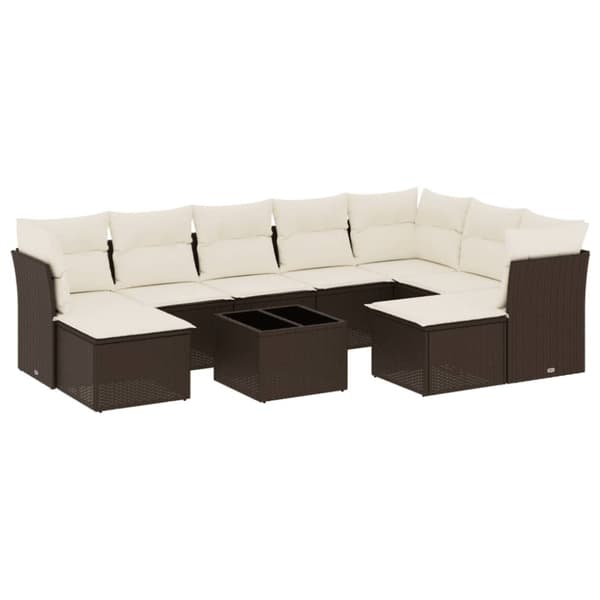 Loungegrupp 10 delar med brun dynor konstrotting
