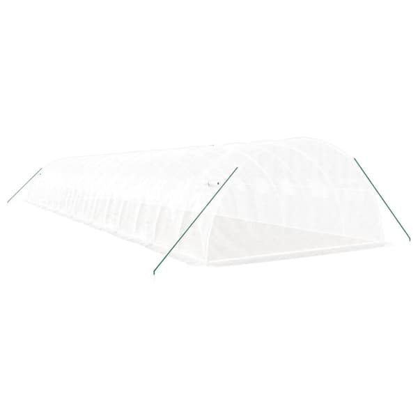 Växthus med stålram vit 64 m² 16x4x2 m