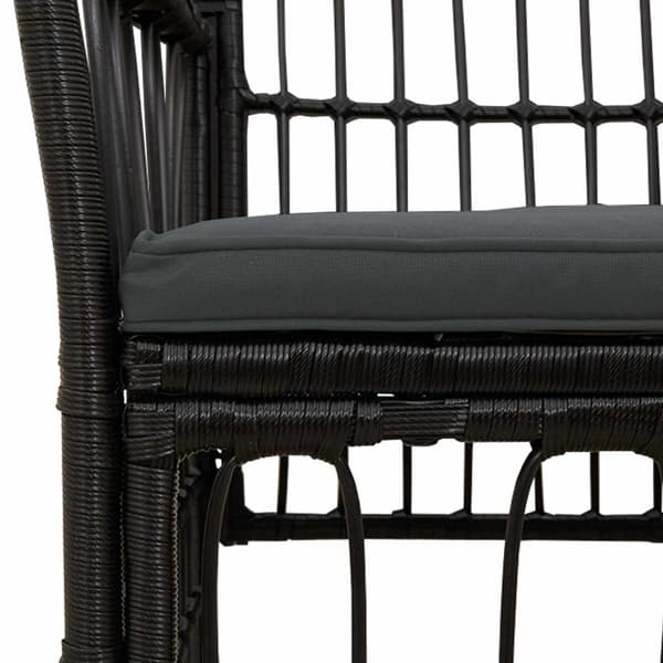Trädgårdsstolar 2 st Svart PE rattan, Stål och Polyester Tyg