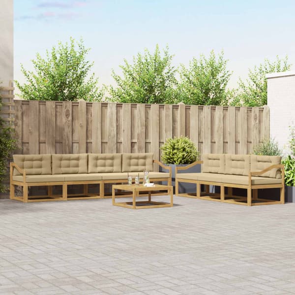 Utomhussoffset med kudde 7 pcs Vit och Beige