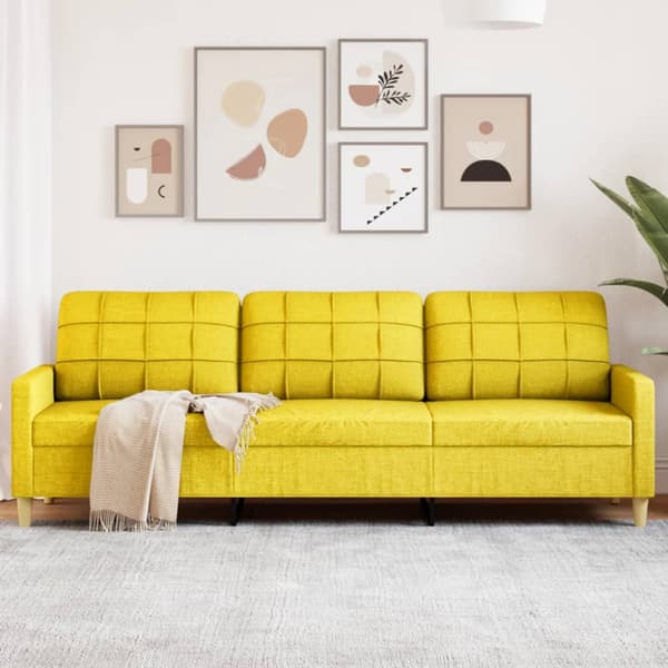 3-sitssoffa ljusgul 210 cm tyg