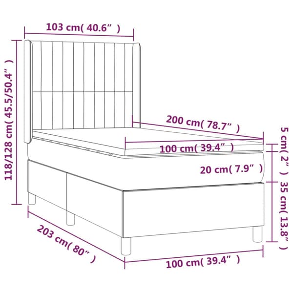 Ramsäng med madrass ljusgrå 100x200 cm tyg
