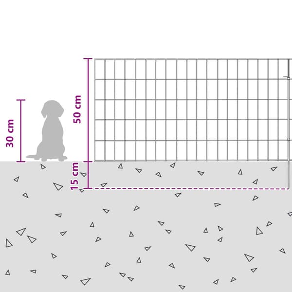 Trädgårdsstängsel med pålar 24 pcs 95 x 50 cm Mesh Silver