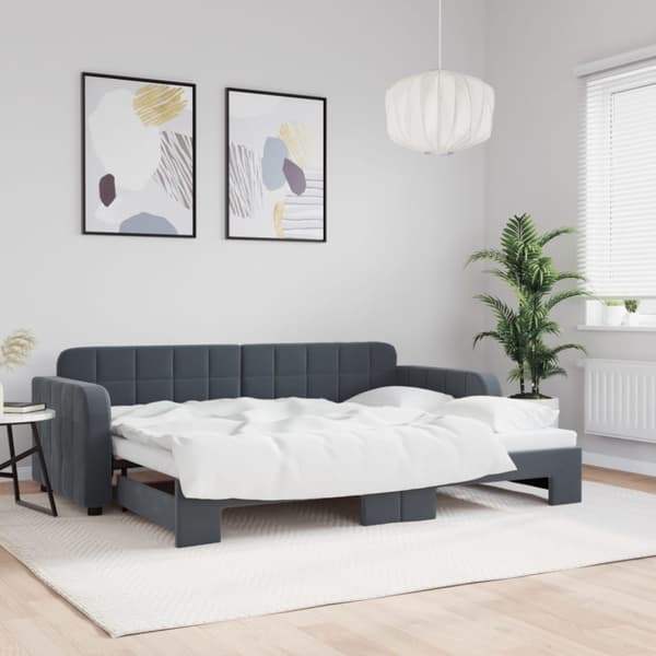 Dagbädd utdragbar mörkgrå 80x200 cm sammet