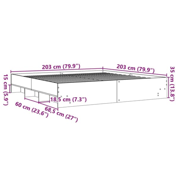 Sängram vit 200x200 cm konstruerat trä
