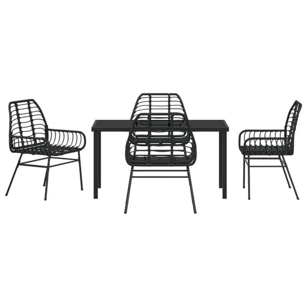 Trädgårdsmöbelset 5 pcs Svart konstrotting