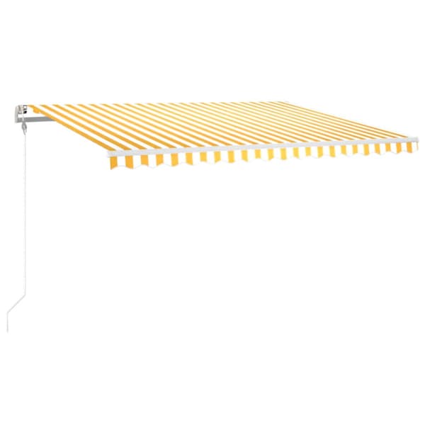 Automatisk markis med vindsensor & LED 400x300 cm gul/vit