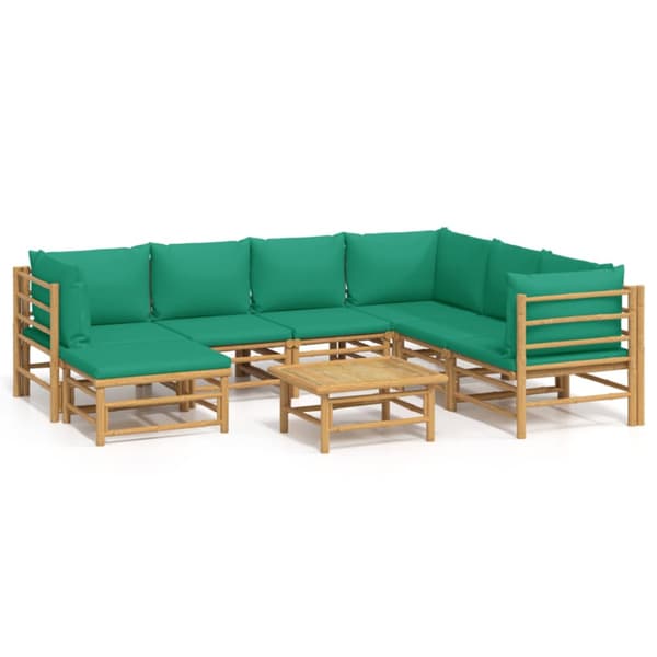 Loungegrupp 8 delar gröna dynor bambu