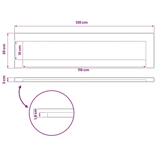 Rektangulärt Bordsskiva 90 x 50 x 3,5 cm Rektangulär Vit