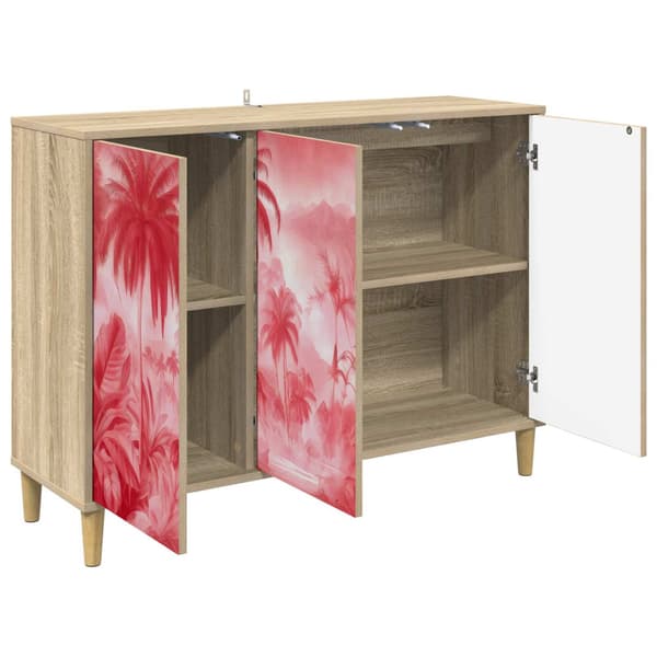 Sideboard AACHEN Sonoma-ek 102 x 33 x 75 cm Konstruerat trä