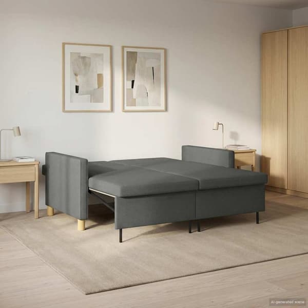 Pull Out Sofa Bed Mörkgrå Tyg
