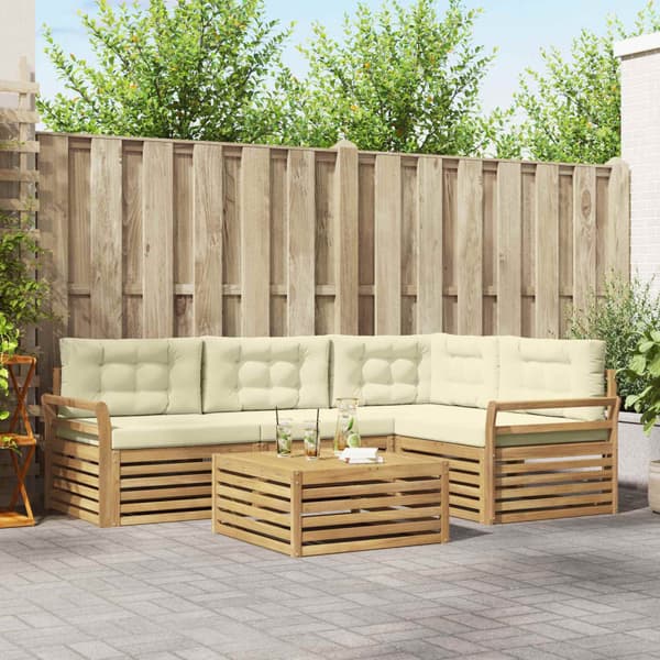 Utomhussoffset 5 pcs Vit och grädde 79 x 79 x 37 cm Polyester