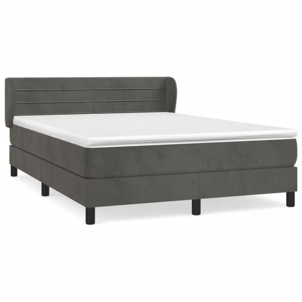 Ramsäng med madrass mörkgrå 140x190 cm sammet