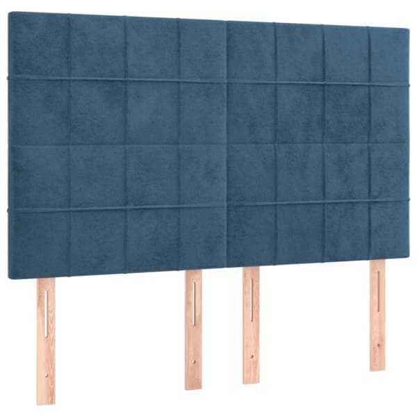 Ramsäng med madrass mörkblå 140x200 cm sammet