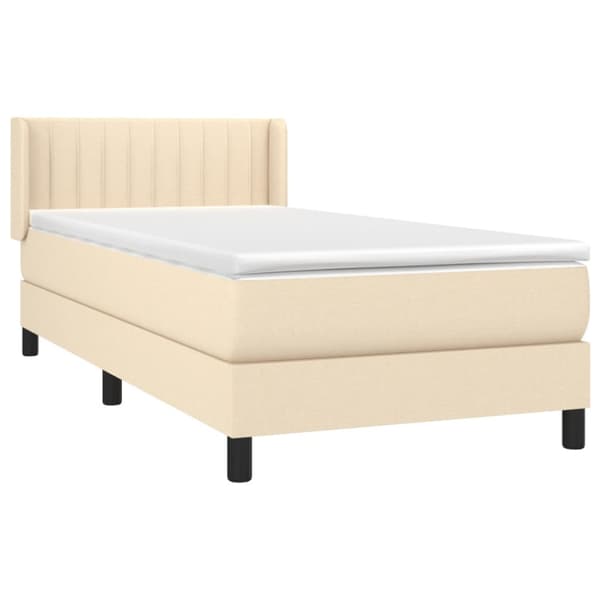 Ramsäng med madrass gräddvit 90x190 cm tyg